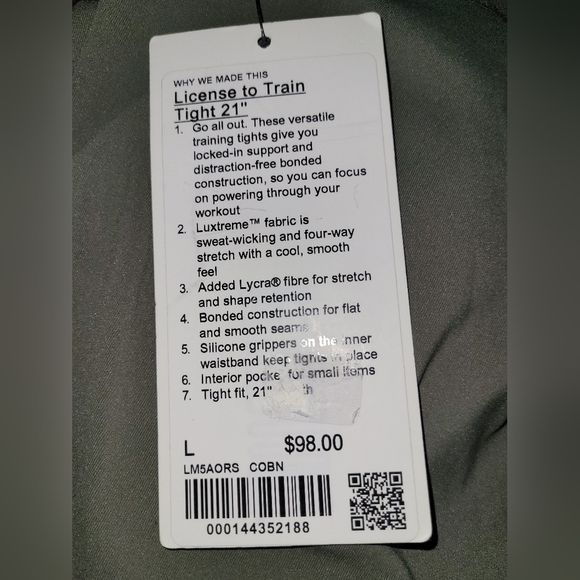 Lululemon License to Train Tight 21" Carob Brown Size L - Picture 14 of 16